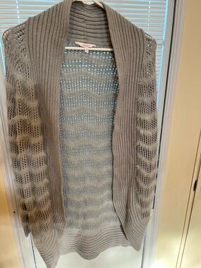 Candie's Open-Front Light Grey Knit Cardigan